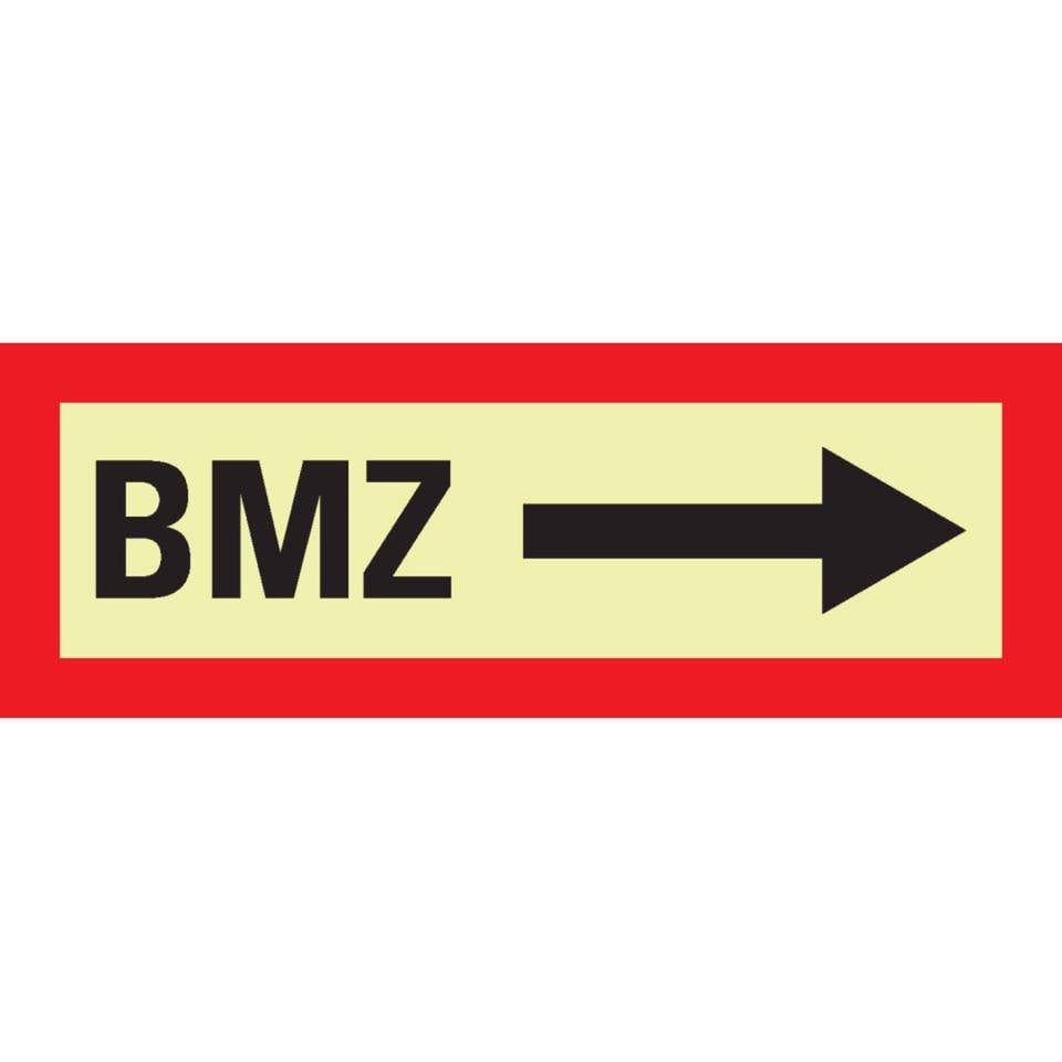 PERMALIGHT® power langnachleuchtend Feuerwehrschild BMZ rechts, Folie, selbstklebend, 297x105mm-1