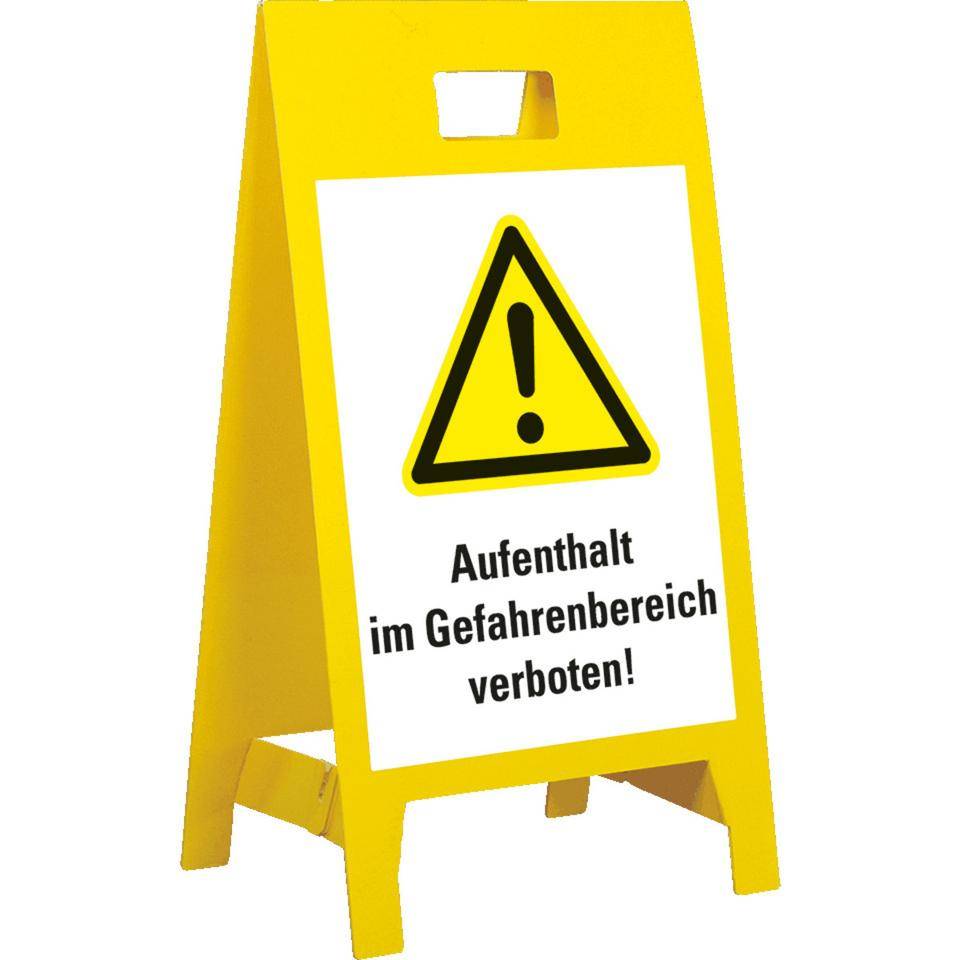 Warnaufsteller Leicht, Aufenth.Gefahrenb.verb., gelb, Polypropylen, 350x650mm, 300g-0