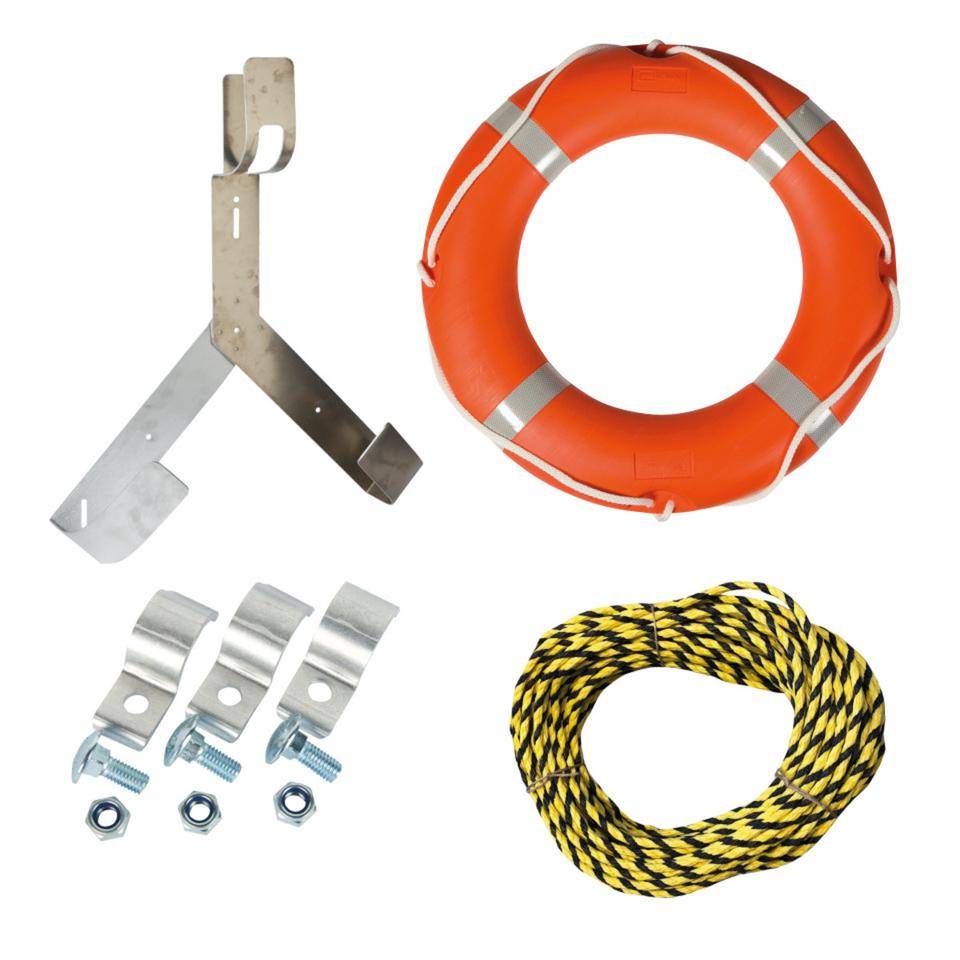 Rettungsring-Set, Ring, Halter, Rettungsleine, Befestigung, 4 Teile/VE-0