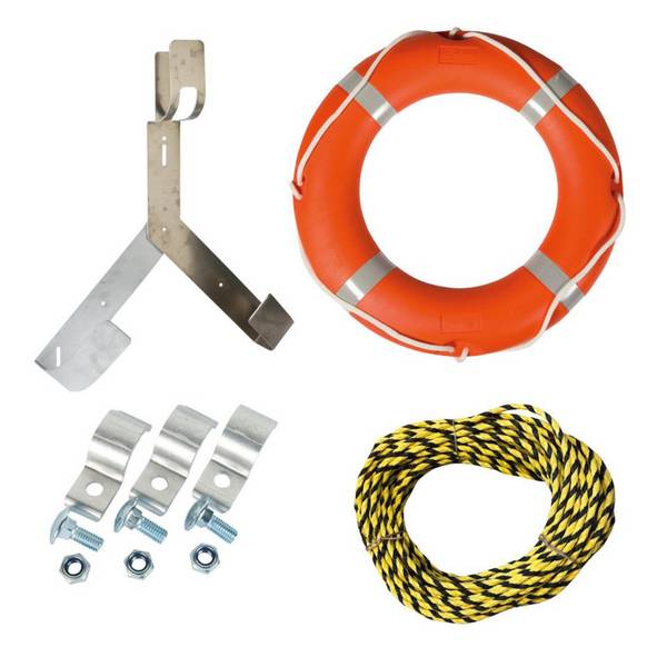 Rettungsring-Set, Ring, Halter, Rettungsleine, Befestigung, 4 Teile/VE