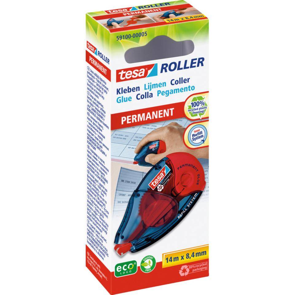 tesa®Kleberoller, dauerhaftes Kleben, nachfüllbar, 14m x 8,4mm-1