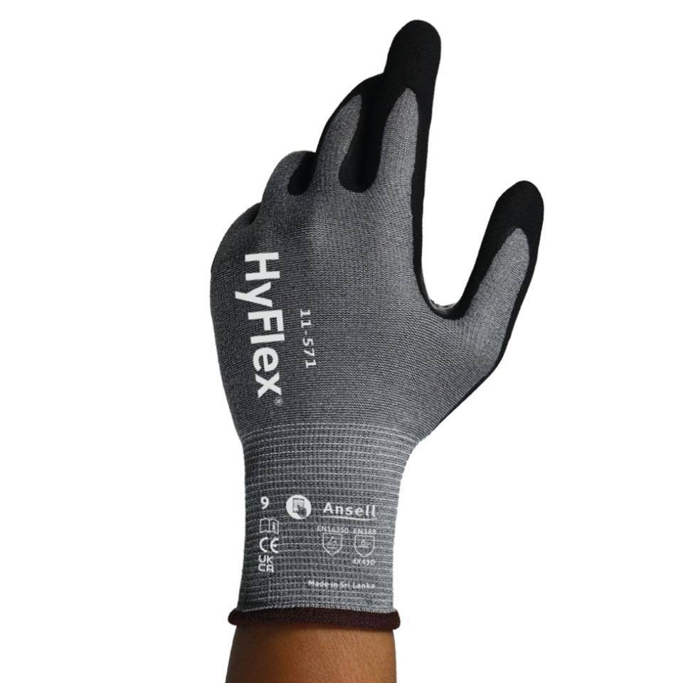 Ansell Schnittschutzhandschuh HyFlex® 11-571, Kat.II, schwarz, 235mm, Größe 9-0