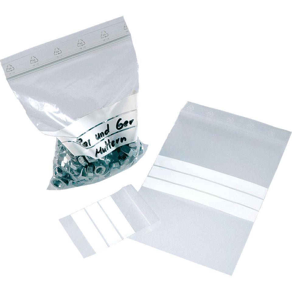 LPDE-Druckverschlußbeutel mit Feld, transparent, PE-Folie, 70x100mm, 1000/VE-0
