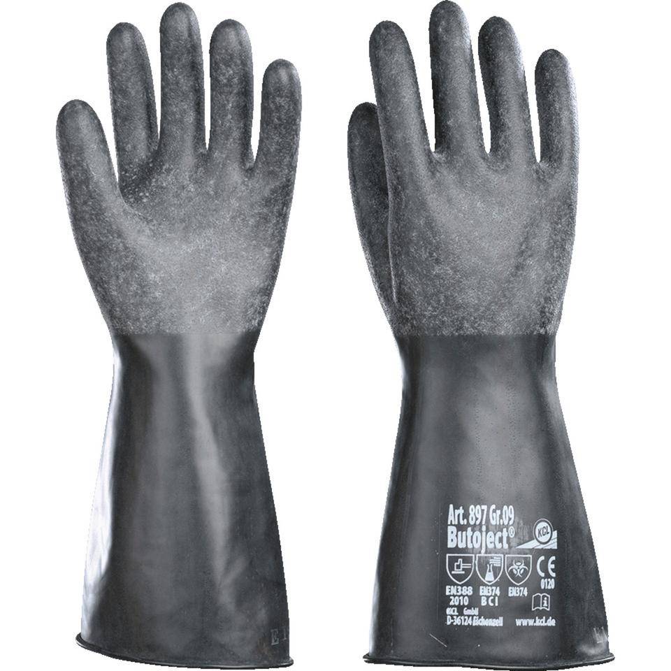 KCL Chemikalienschutzhandschuh Butoject® 897+, Kat.III, schwarz,360mm, Größe 9-0