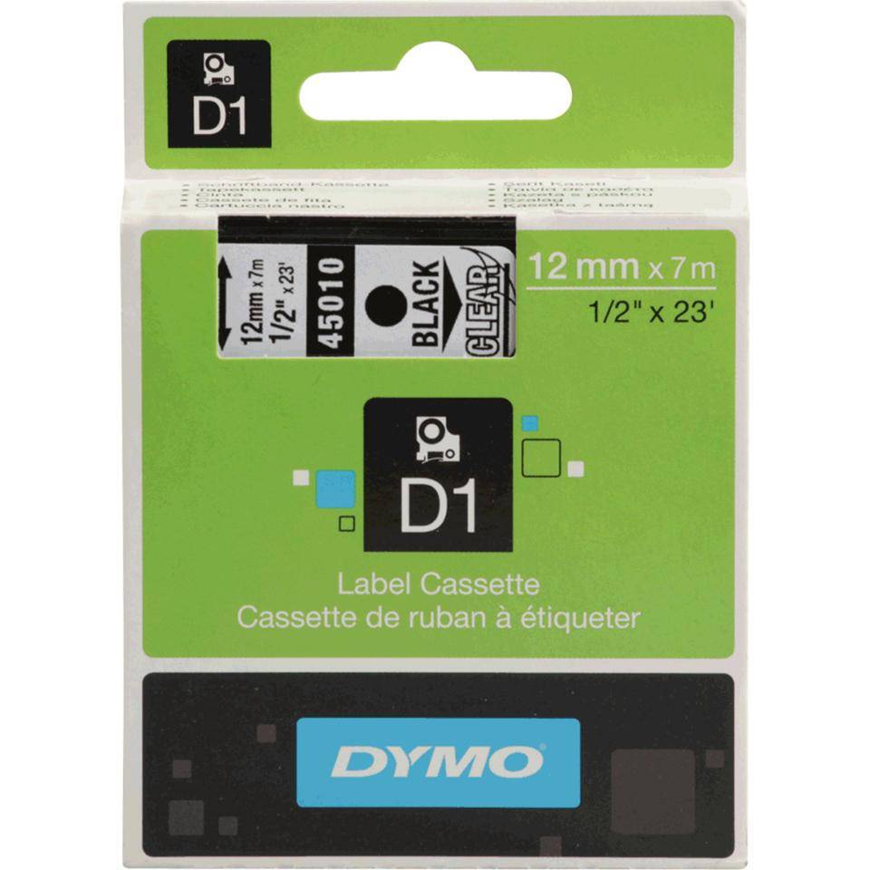 DYMO Schriftbandkassette, Schrift: schwarz, Grund: transparent, Breite 12mm x 7m-0