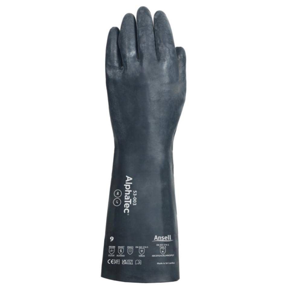 Ansell Chemikalien-Schutzhandschuh AlphaTec® 53-003, Kat.III, schwarz, Größe 11-0