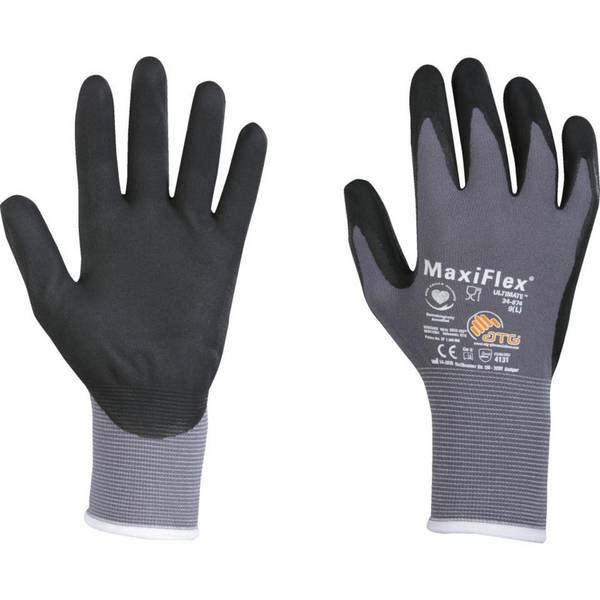 ATG Handschuh MaxiFlex® Ultimate, Kat.II, grau/schwarz, Nylon, 230mm, Größe 11