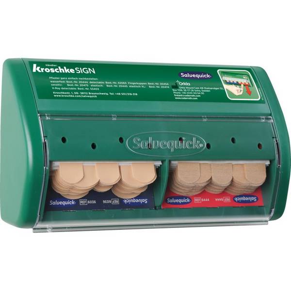 Salvequick® Pflasterspender, gefüllt mit Pflasterstrips, hygienische Entnahme