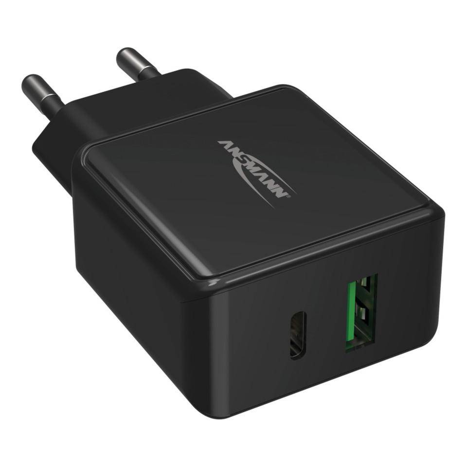 ANSMANN Netzadapter USB-A, USB-C, intelligentes 20 W USB-Ladegerät, weiß-0
