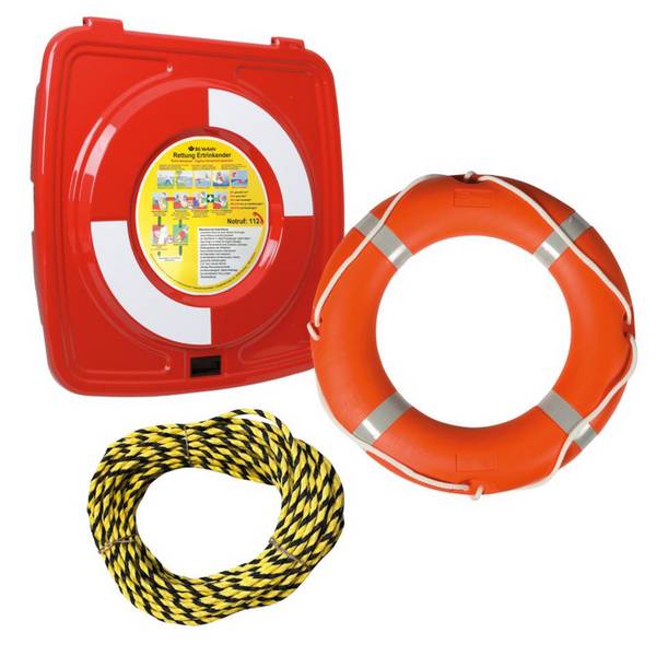 Rettungsring-Wandgehäuse-Set, Kasten, Ring, Rettungsleine, 3 Teile/VE