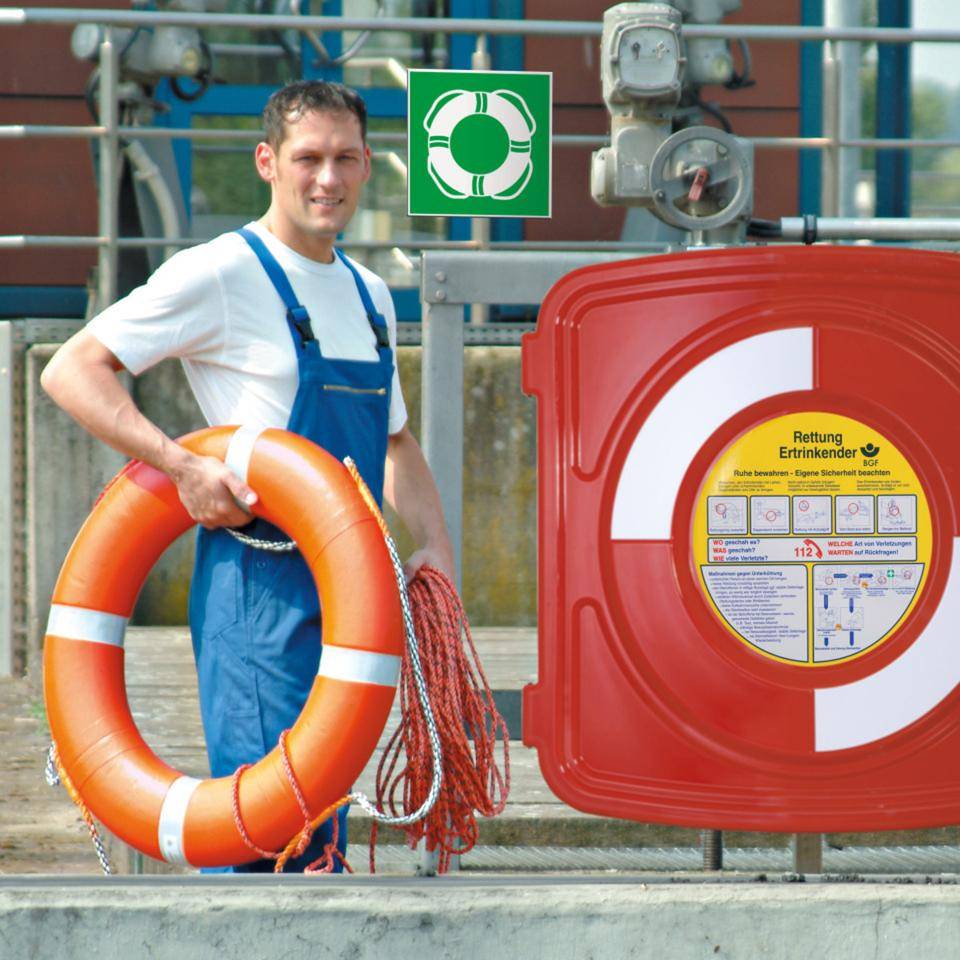 Rettungsring-Wandgehäuse-Set, Kasten, Ring, Rettungsleine, 3 Teile/VE-3