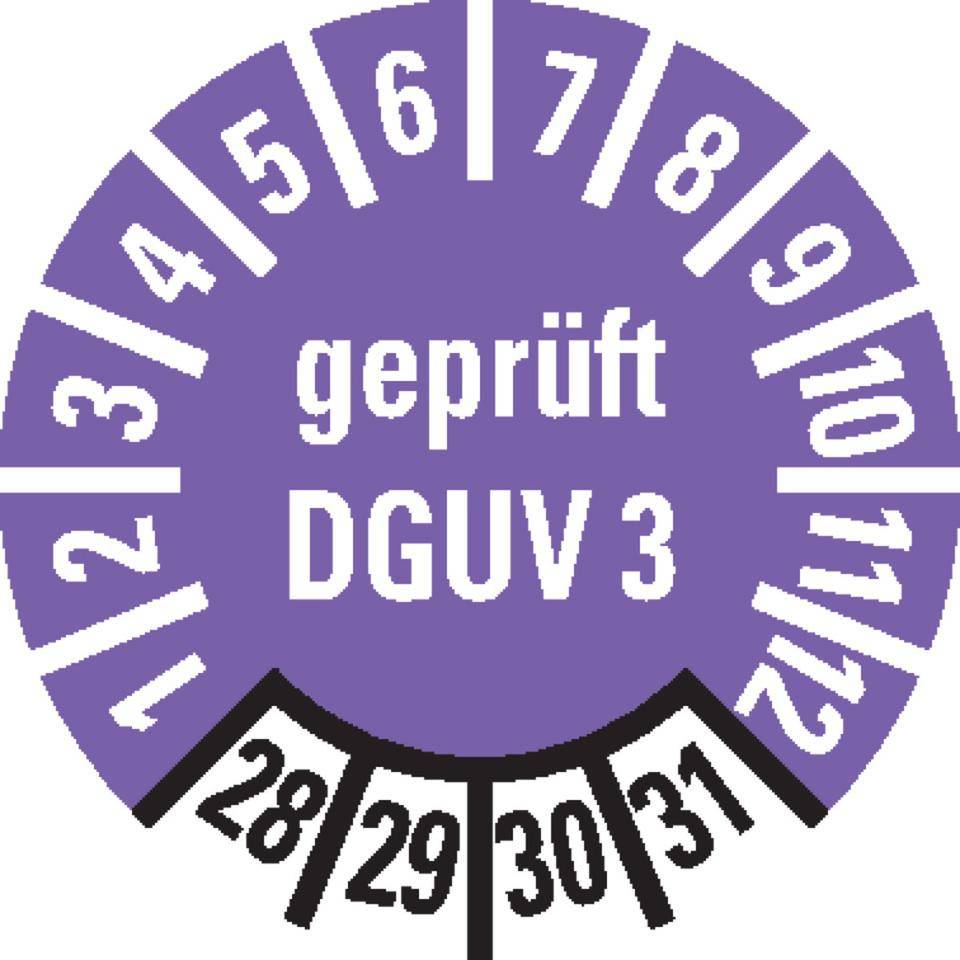 Prüfplakette Geprüft nach DGUV 3 28-30, violett, Dokumentenfolie, Ø10mm, 128/Bogen-0
