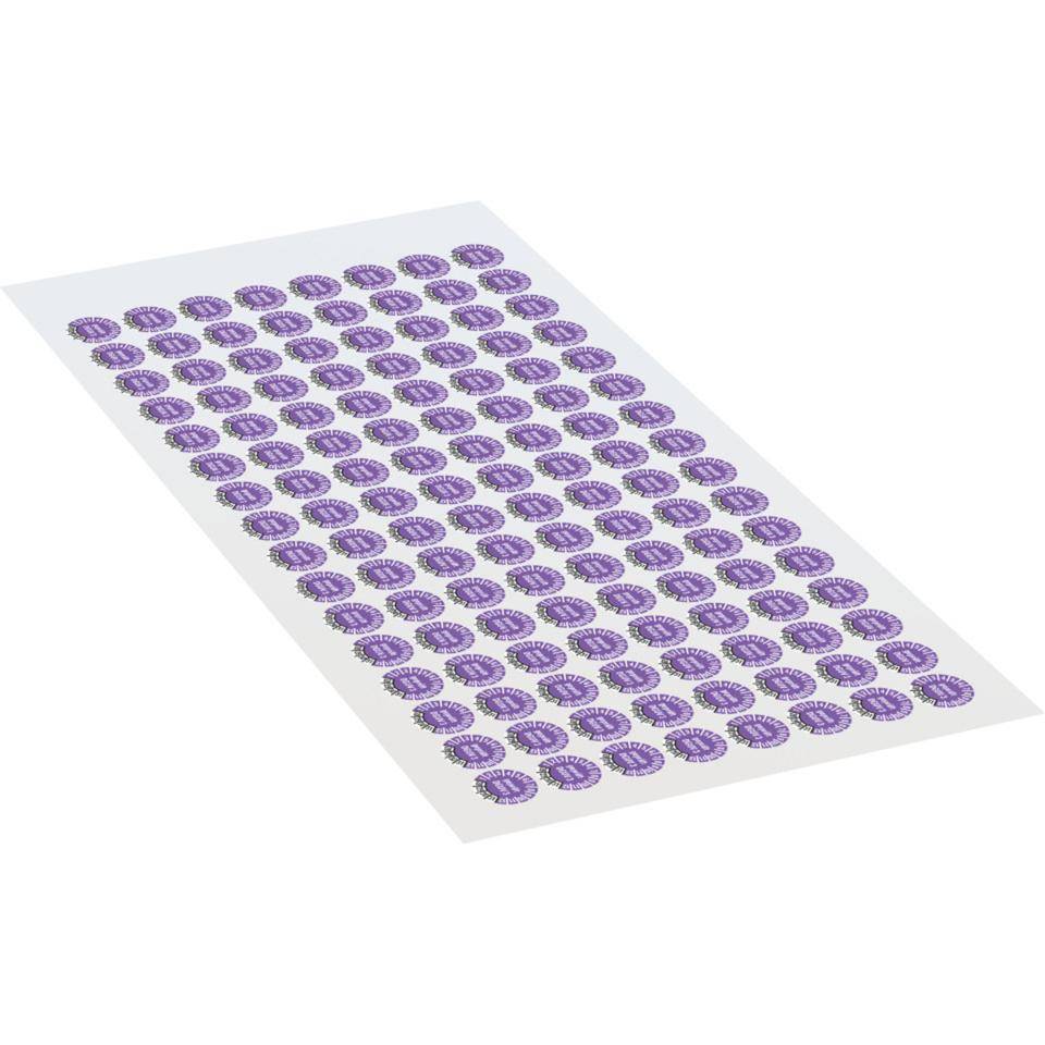 Prüfplakette Geprüft nach DGUV 3 28-30, violett, Dokumentenfolie, Ø10mm, 128/Bogen-1