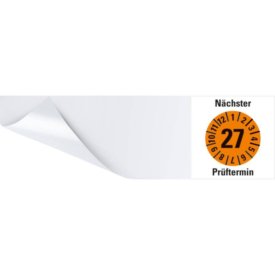 Kabelprüfplakette Nächster Prüftermin 27, orange, Folie, selbstklebend, 57x25mm, 60/Heft-0