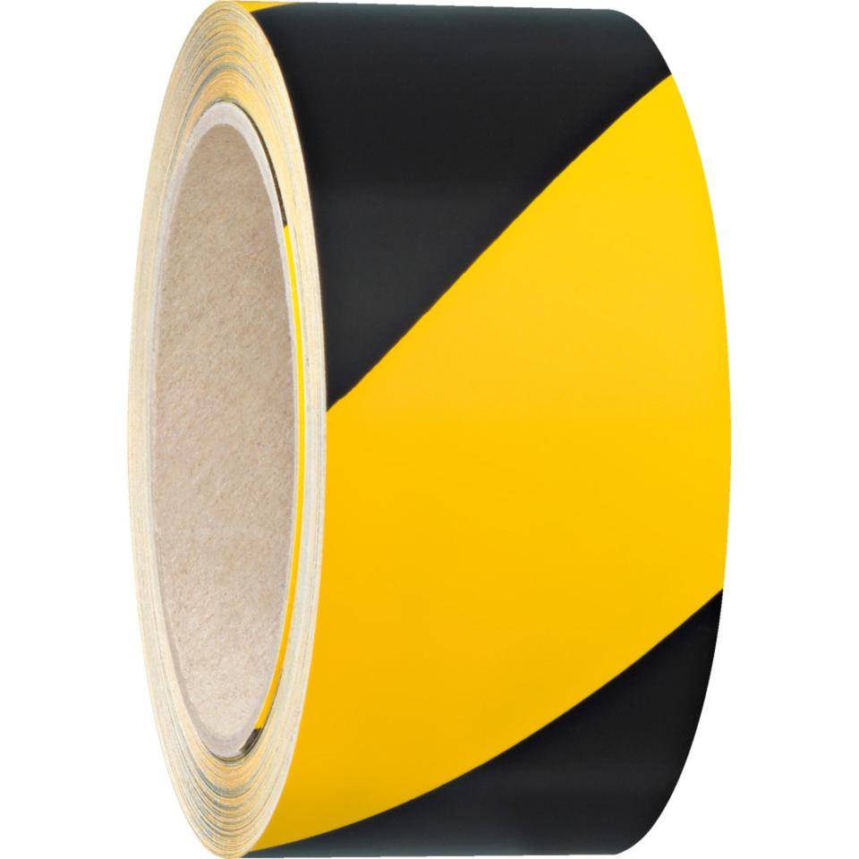 Warnmarkierungsband linksweisend, gelb/schwarz, Folie mit Trägerpapier, 100mm, 33m/Rolle-0