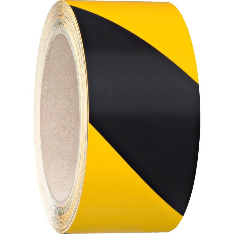Warnmarkierungsband rechtsweisend, gelb/schwarz, Folie mit Trägerpapier, 38mm, 33m/Rolle-0