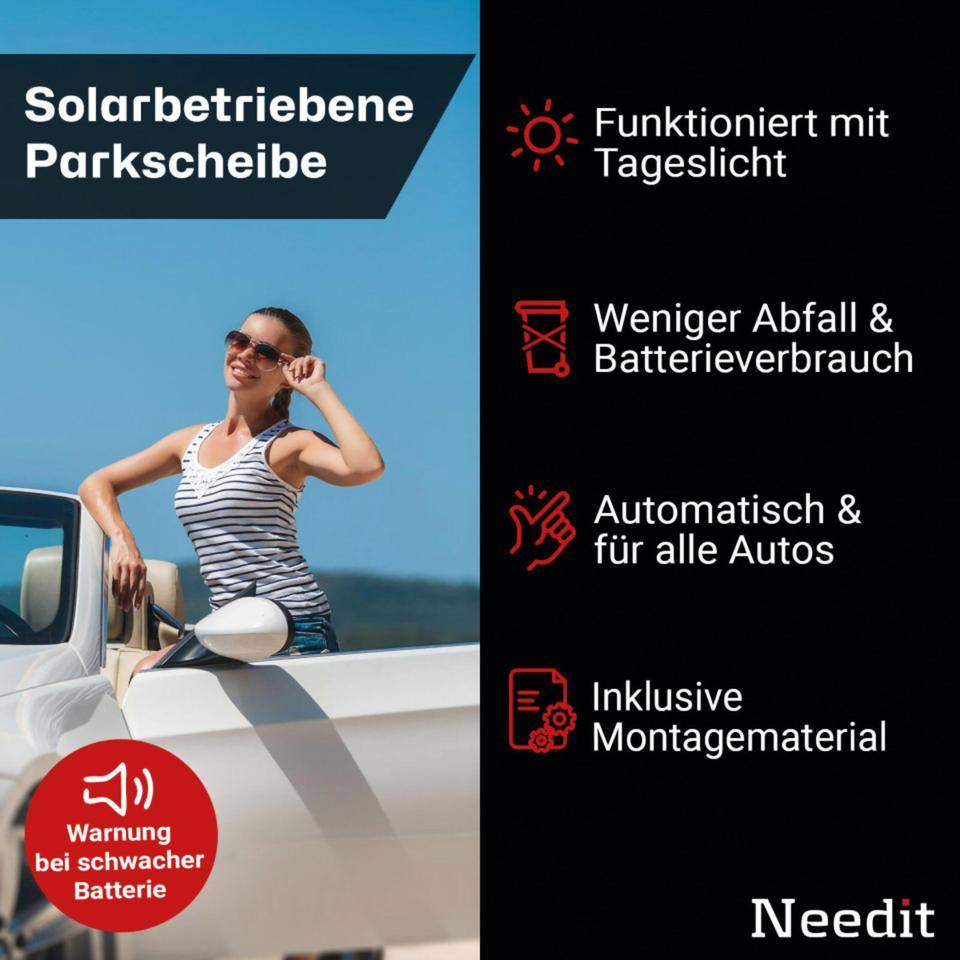 Needit Park Lite Solar, elektronische Parkscheibe, schwarz, StVO-Zul., 140x118mm-3