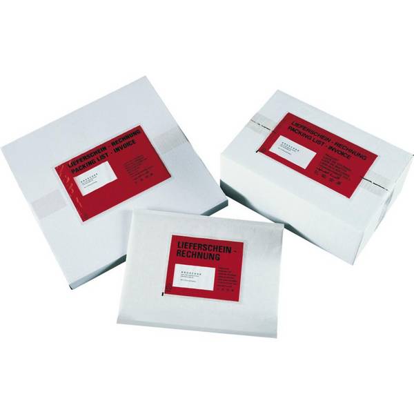 Versandtasche Lieferschein-Rechnung, rot/transparent, selbstklebend, DIN A6, 1000/VE