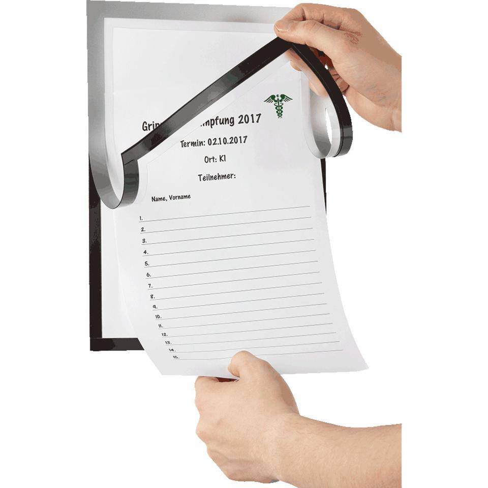 DURABLE Informationsrahmen DURAFRAME NOTE, mit Stiftehalter, silber, DIN A4-2