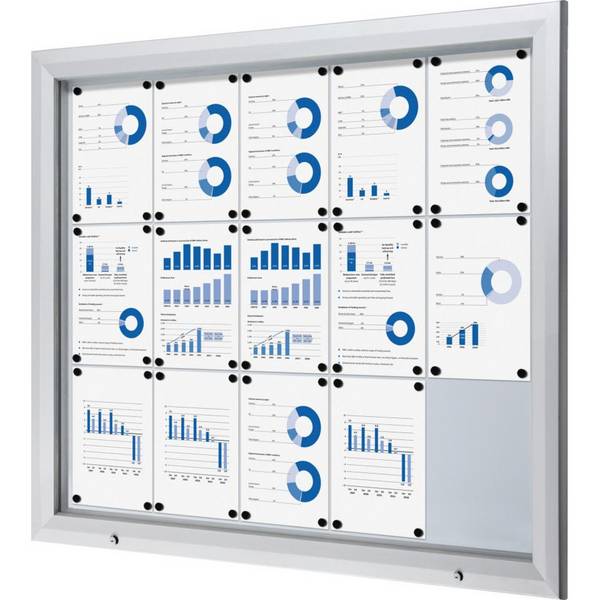 K.57 Schaukasten, abschließbar, IP56, Aluminium, 1245 x 1067 x 47mm, für 15 x A4, 26,59kg