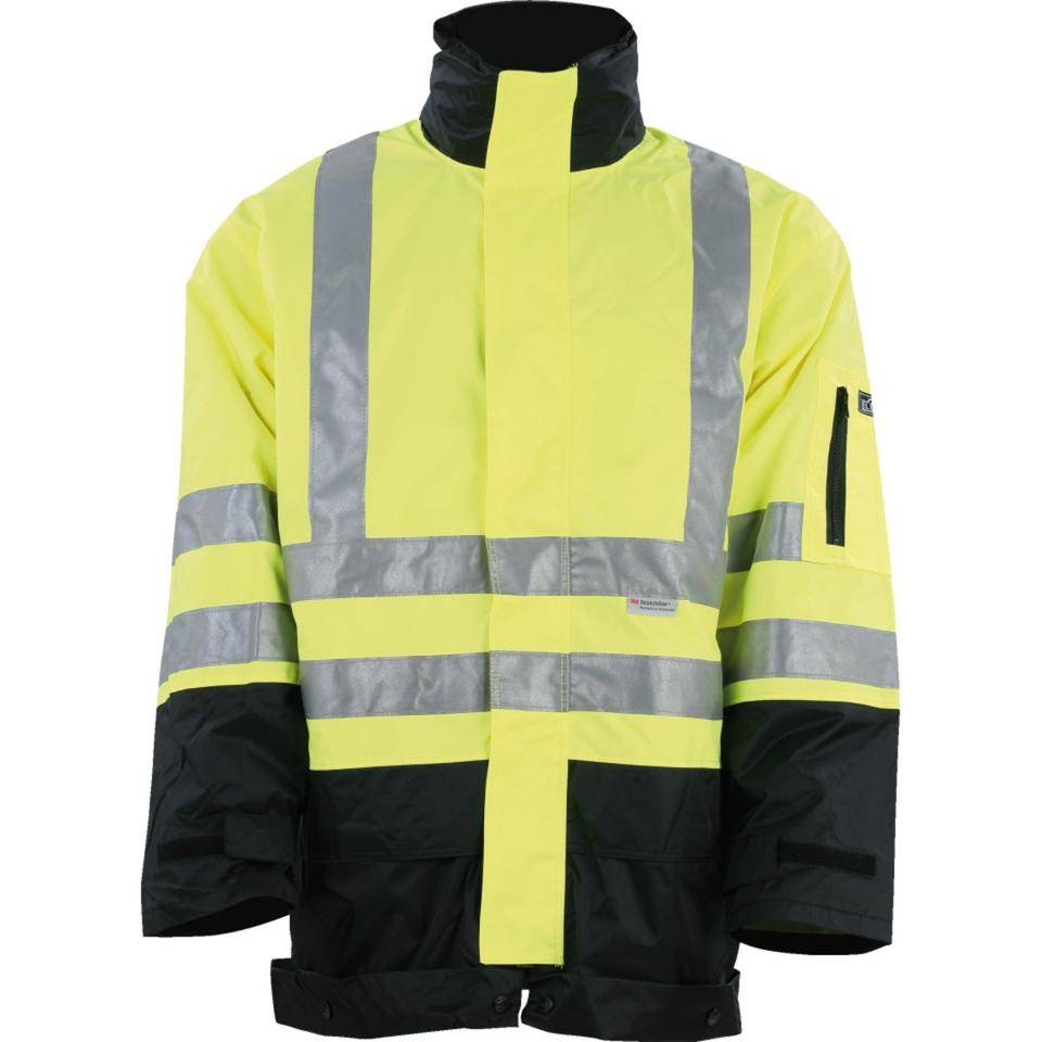 Warnschutzparka Santorini, separat tragbare Innenjacke, neongelb/schwarz, Größe XXL-0