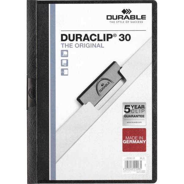 DURABLE Klemmmappe DURACLIP 30 A4, schwarz, DIN A4, 25/VE