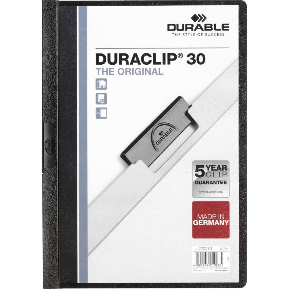 DURABLE Klemmmappe DURACLIP 30 A4, schwarz, DIN A4, 25/VE-0
