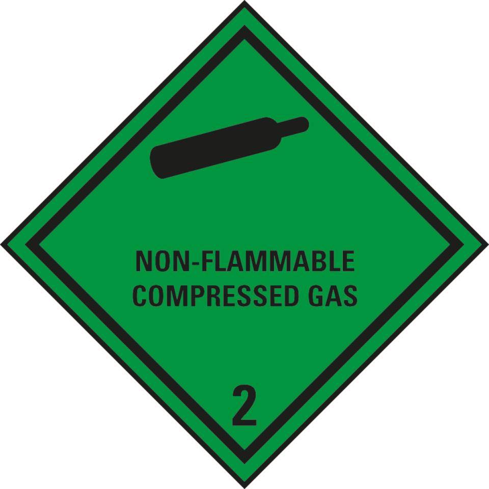 Verpackungskennzeichen Klasse 2.2, Non-Flammable, Folie, seewasserbeständig, 50x50mm-0