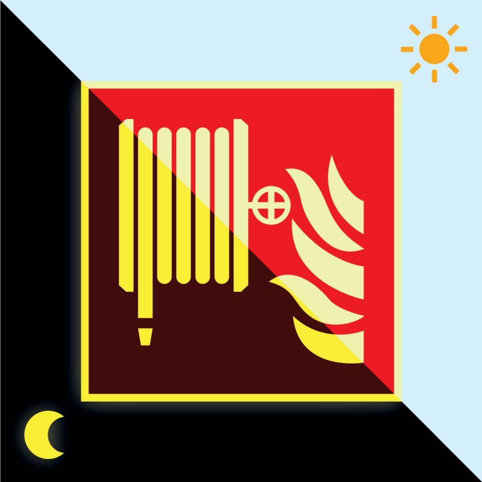 PERMALIGHT® power langnachleuchtend Brandschutzzeichen Löschschlauch, ASR/ISO, Kunststoff, 200x200mm-0