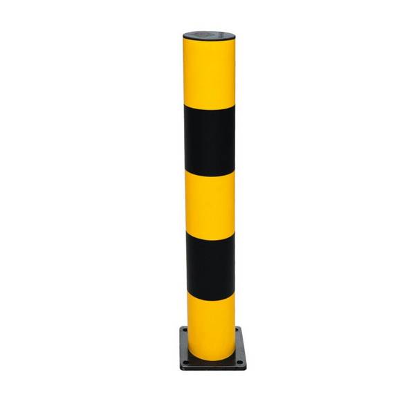 K.57 Schutzpfosten L, zum Aufdübeln, gelb mit 2 schwarzen Ringen, 750mm, Ø110mm