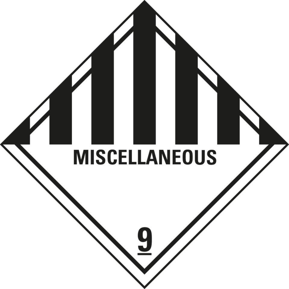 Verpackungskennzeichen Klasse 9, Miscellaneous, Folie, seewasserbeständig, 50x50mm-0