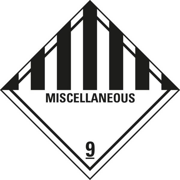 Verpackungskennzeichen Klasse 9, Miscellaneous, Folie, seewasserbeständig, 50x50mm