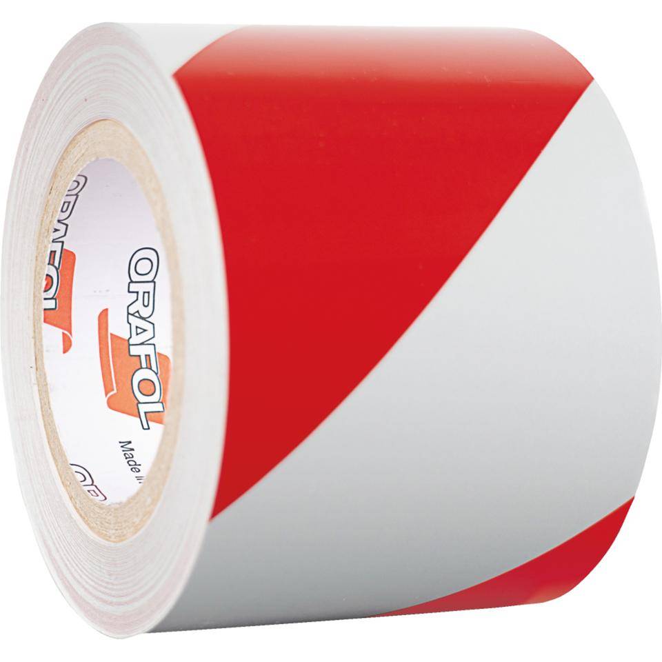 ORALITE® Reflexfolie, linksweisend, vollreflektierend, rot/weiß,100mm, 25m/Rolle-0