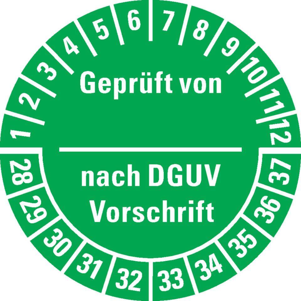 Prüfplakette Geprüft-DGUV Vorschrift, 28-37, grün, Dokumentenfolie, Ø 30mm, 500/Rolle-0