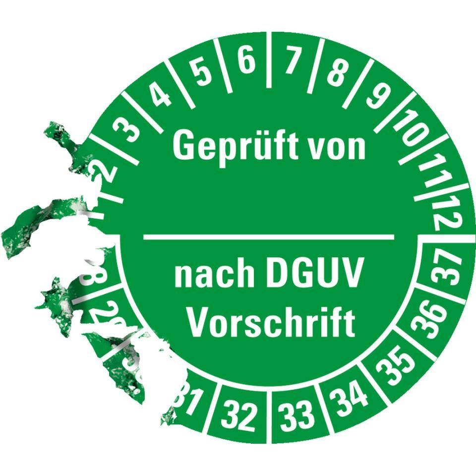 Prüfplakette Geprüft-DGUV Vorschrift, 28-37, grün, Dokumentenfolie, Ø 30mm, 500/Rolle-1