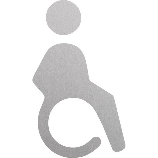 Piktogramm WC-Behinderte, ASR A4.1, Aluminium, selbstklebend, 1,5mm, Höhe 150mm