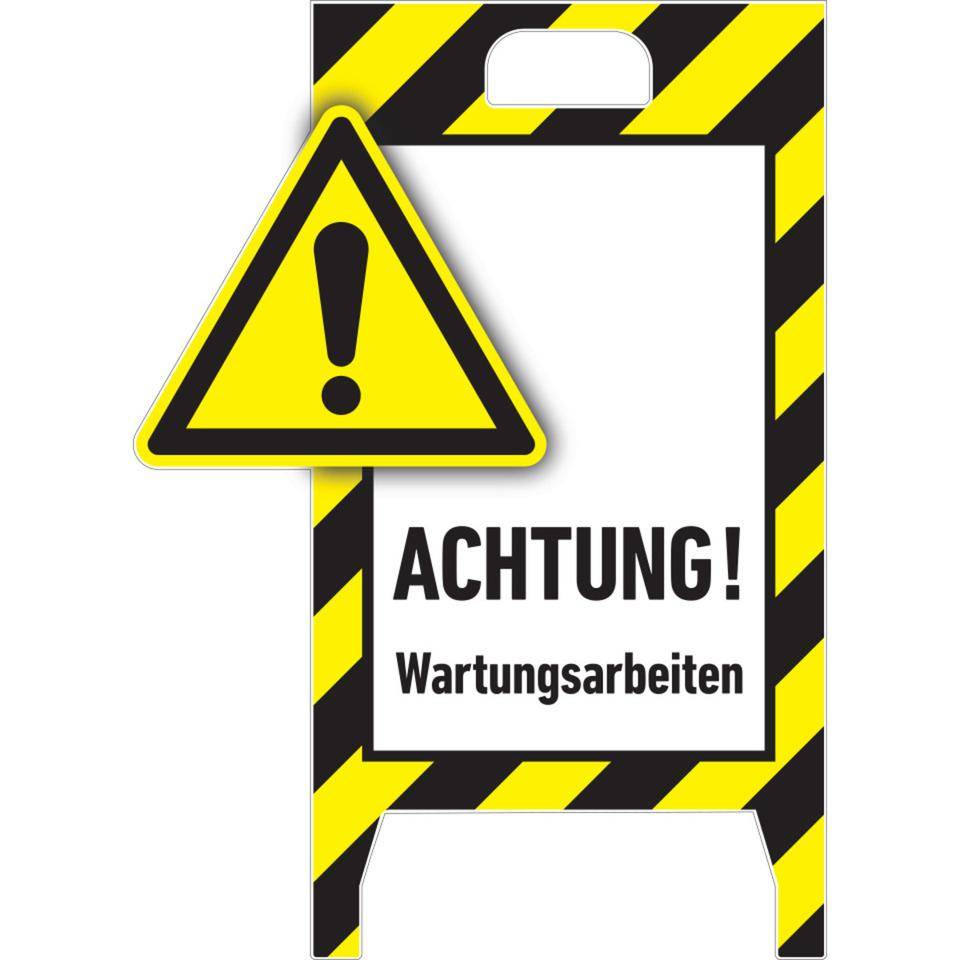 Warnaufsteller 3D-Optik, ACHTUNG! Wartungsarbeiten, Kunststoff, 480x650mm, 300g-2