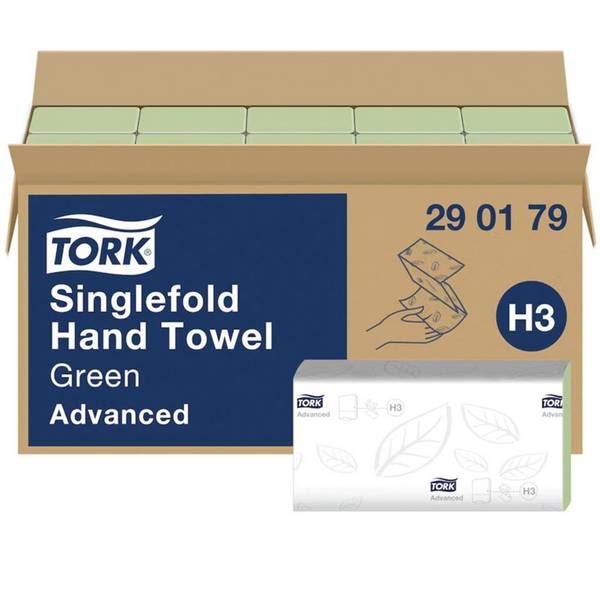 TORK Handtuch Advanced H3,2-lagig,ISEGA-zertifiz.,grün,Tissue,25x23cm,15x250/VE