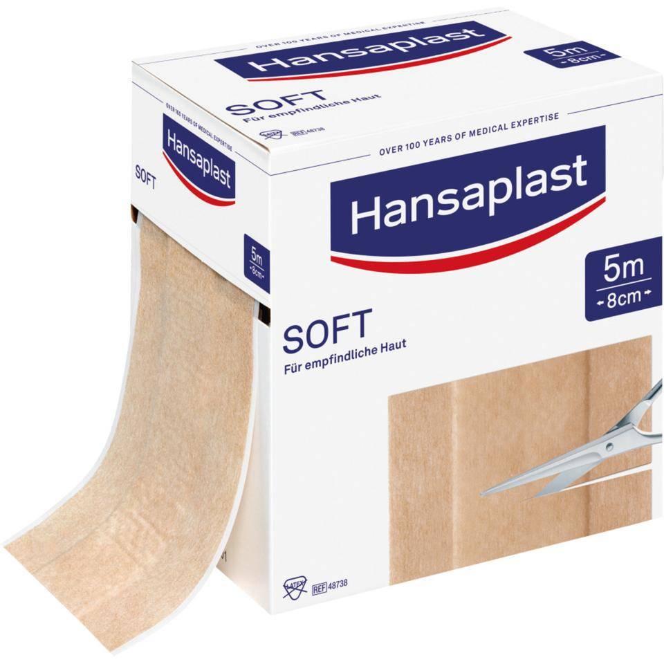Hansaplast® Soft-Pflaster, für empfindliche Haut, sanft ablösbar, 6cm, 5m/Rolle-2