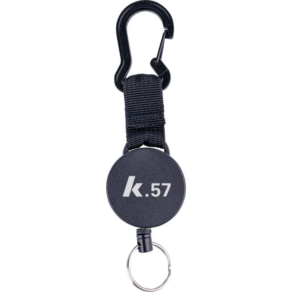 K.57 Schlüsselrolle m.Karabiner,ausziehbares Kevlarseil,schwarz,Kunststoff 120cm-0