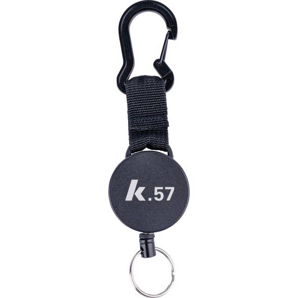 K.57 Schlüsselrolle m.Karabiner,ausziehbares Kevlarseil,schwarz,Kunststoff 120cm