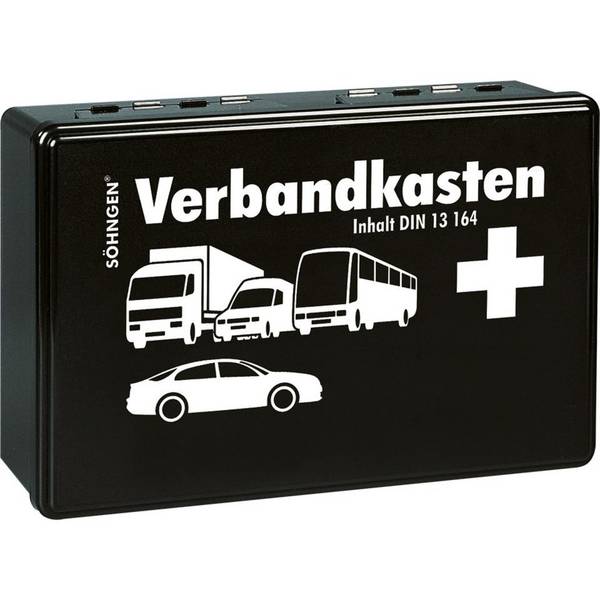 SÖHNGEN® KFZ-Verbandkasten Lübeck, DIN 13164, schwarz, Kunststoff, 260x160x80mm