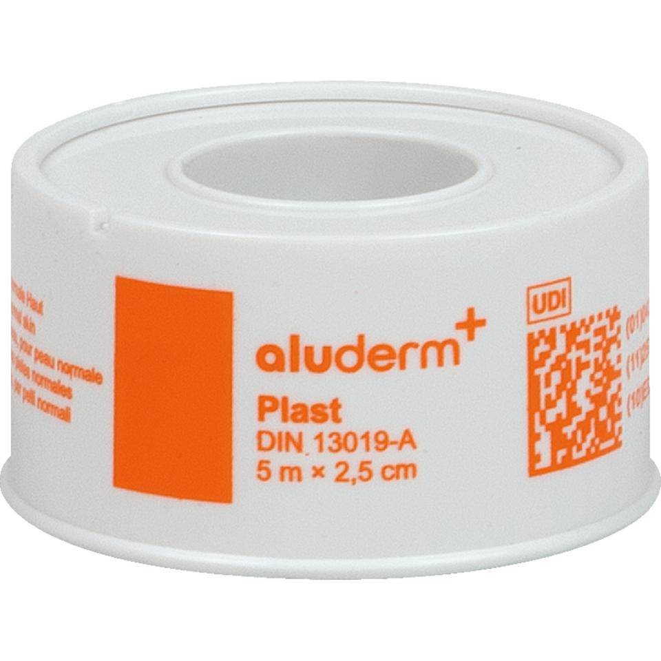 aluderm Plast-Heftpflaster, DIN 13019, beige, hohe Klebekraft, 5mx2,5cm, 5 Rollen/VE-0