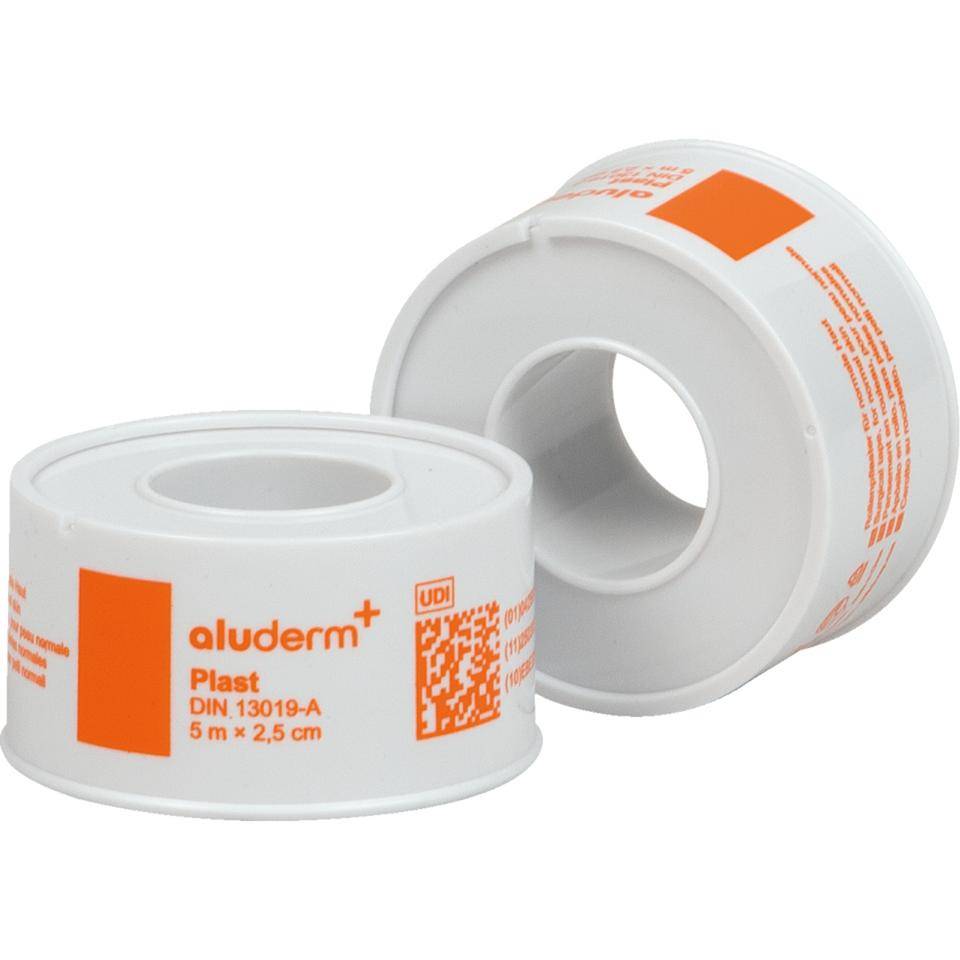 aluderm Plast-Heftpflaster, DIN 13019, beige, hohe Klebekraft, 5mx2,5cm, 5 Rollen/VE-2