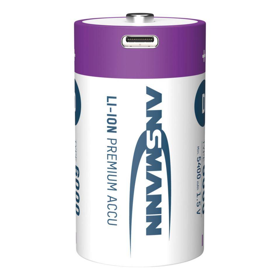 ANSMANN Lithium-Ionen Akkus Mono D Typ 6000 (min. 5400 mAh), 2/VE-1