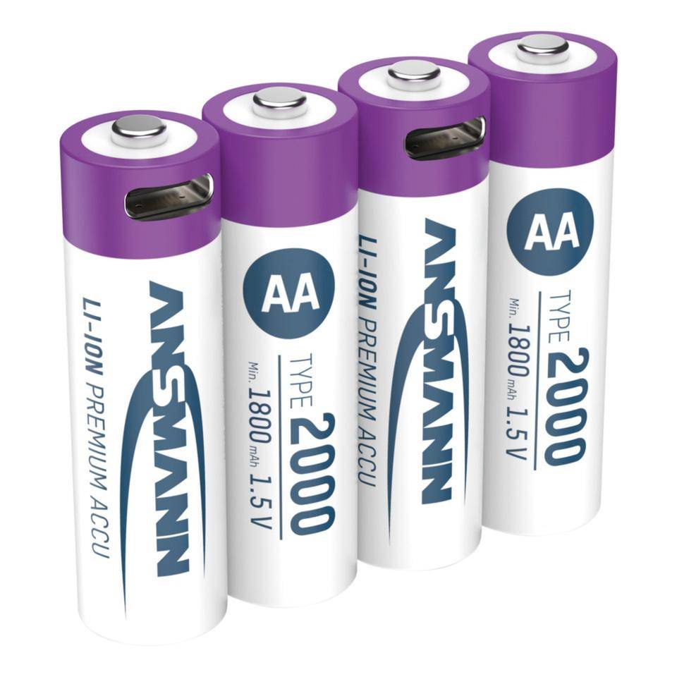 ANSMANN Lithium-Ionen Akkus Mignon AA Typ 2000 (min. 1800 mAh), 4/VE-0