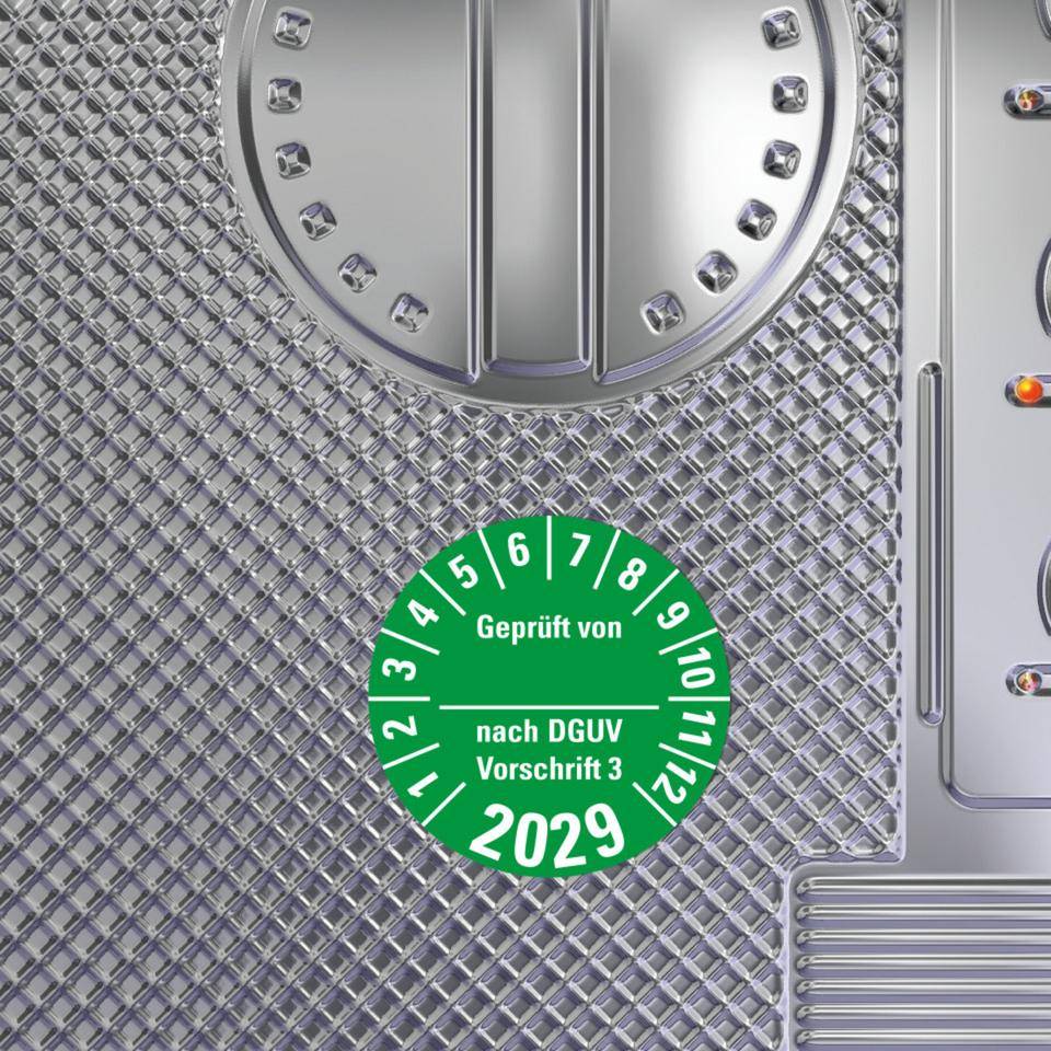 Prüfplakette Geprüft von nach DGUV 3, 2029, grün, Dokumentenfolie, Ø 30mm, 500/Rolle-2