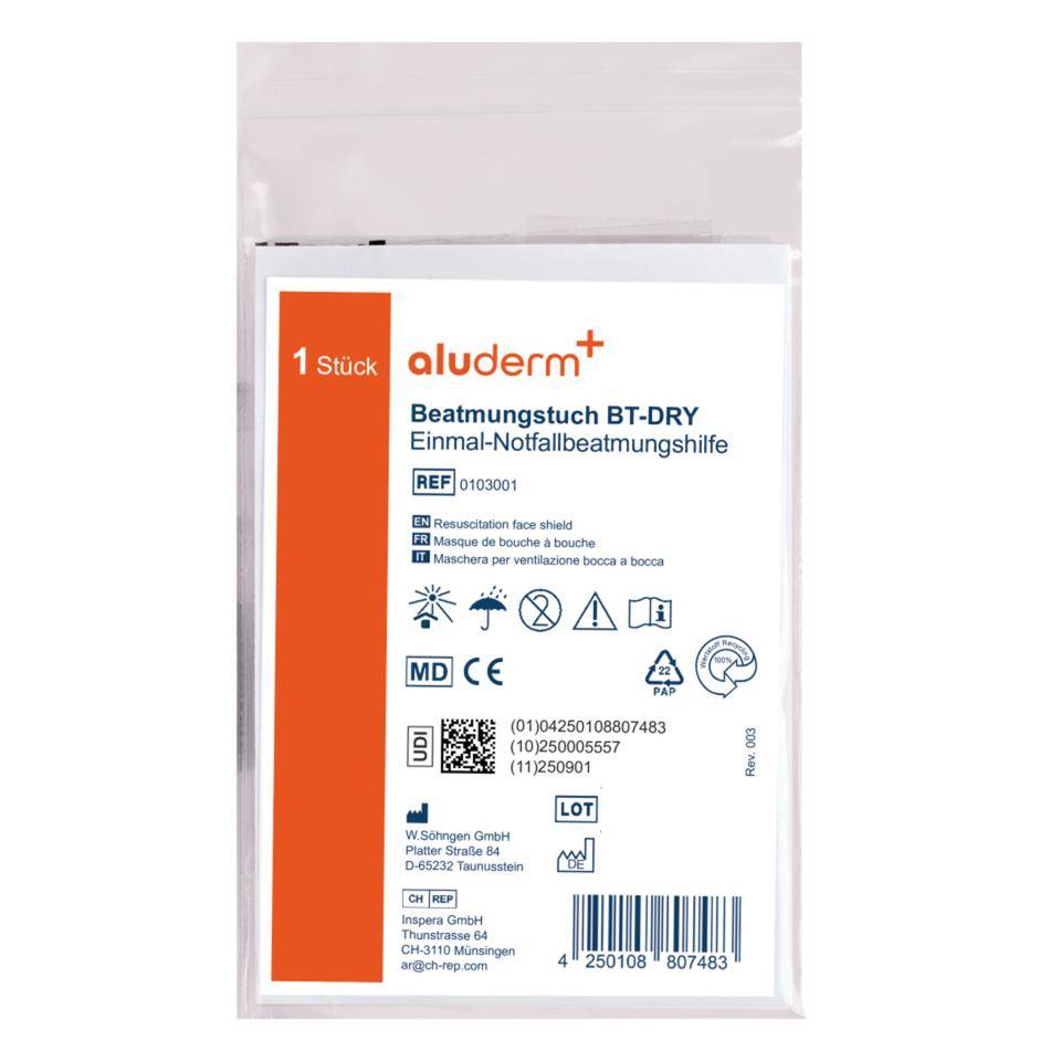 aluderm Beatmungstuch mit Filter, beidseitig verwendbar, 300x210mm, 10/VE-0