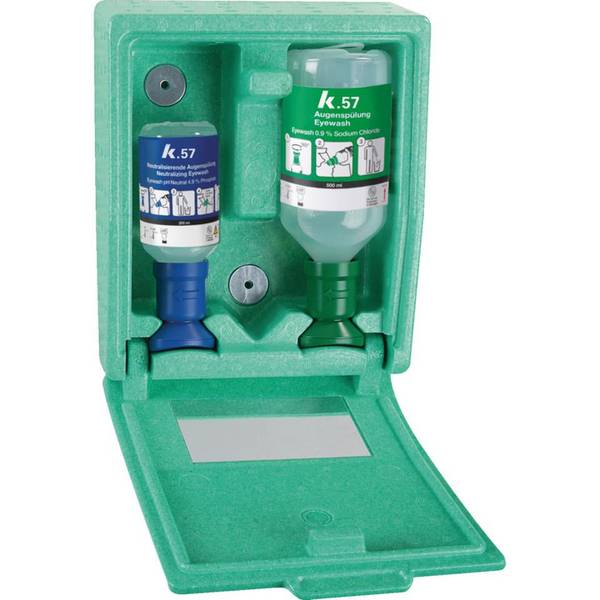 K.57 Augen-Notfallstation,geschlossen, mit 1x200ml/pH Neutral, 1x500ml/Kochsalzlösung