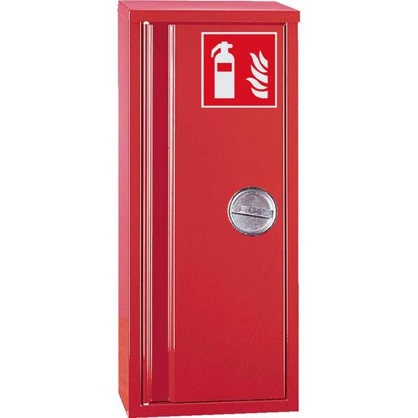 Feuerlöscher-Schutzbehälter, Typ B, für Löscher bis 12kg, mit Drehriegelverschluss, rot, Stahlblech